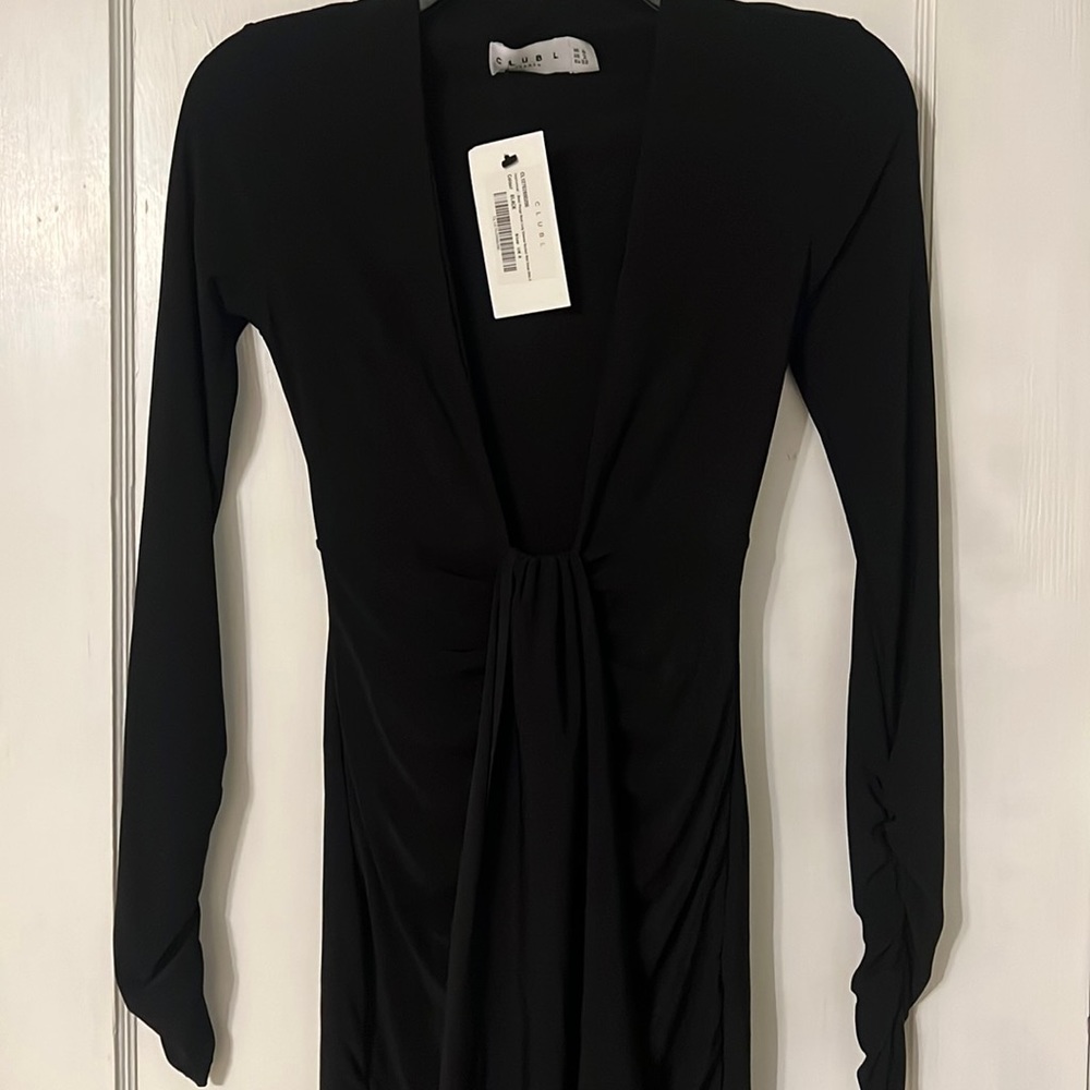 Club L London Black Plunge Dress Midi